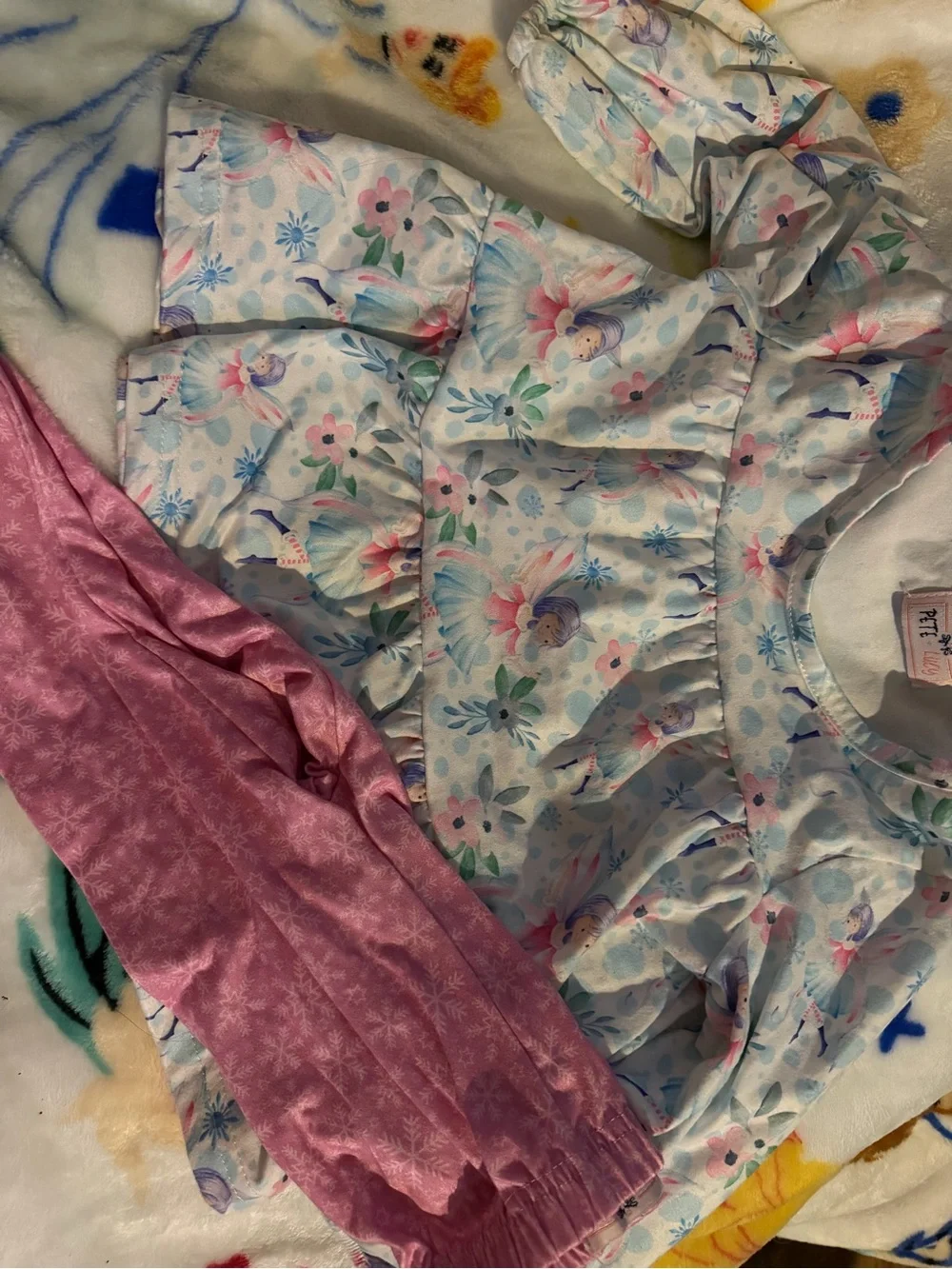 Girls Floral Fairy Matching Set in Pink and White